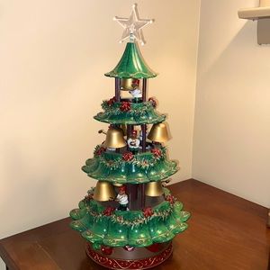 Bell tower tree Christmas decoration vintage bears ringing bells